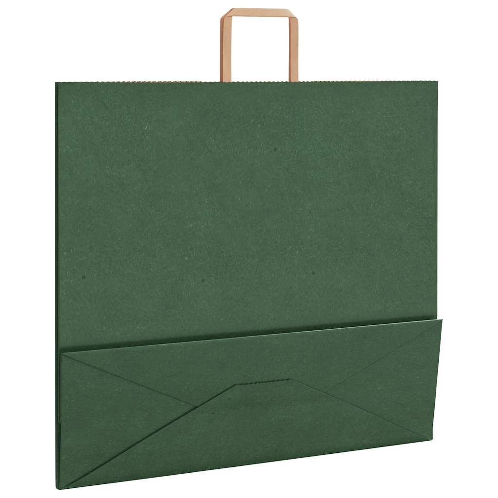 Paper Bags 250 pcs with Handles Green 54x15x49 cm
