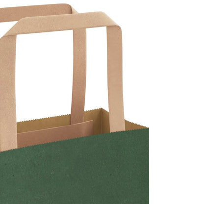 Paper Bags 250 pcs with Handles Green 54x15x49 cm