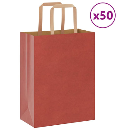 Paper Bags 50 pcs with Handles Red 21x11x28 cm