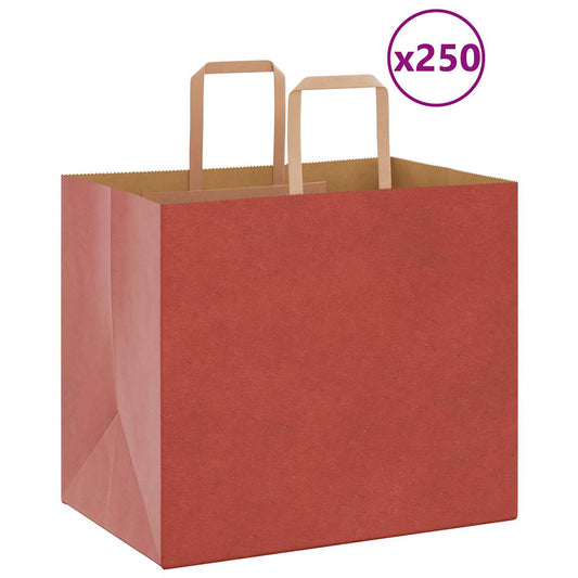 Paper Bags 250 pcs with Handles Red 32x22x28 cm