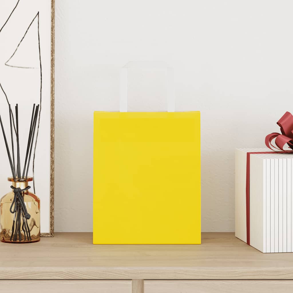 Paper Bags 50 pcs with Handles Yellow 18x8x22 cm