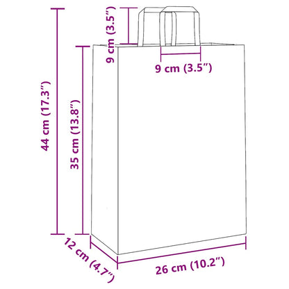 Paper Bags 50 pcs with Handles Yellow 26x12x35 cm