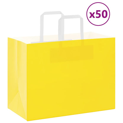 Paper Bags 50 pcs with Handles Yellow 32x17x25 cm