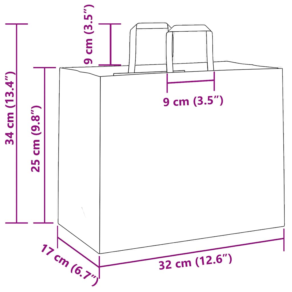 Paper Bags 50 pcs with Handles Yellow 32x17x25 cm