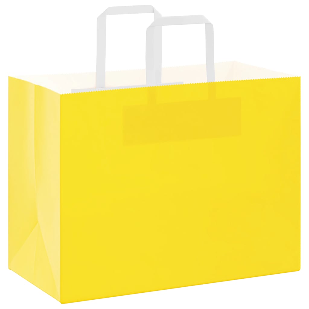 Paper Bags 50 pcs with Handles Yellow 32x17x25 cm