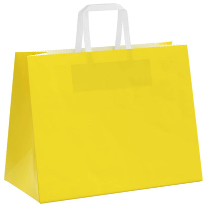 Paper Bags 50 pcs with Handles Yellow 32x17x25 cm