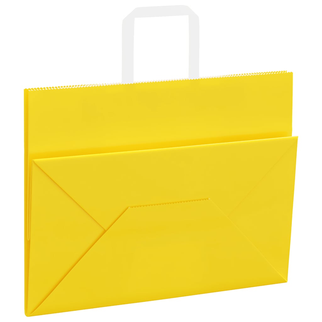 Paper Bags 50 pcs with Handles Yellow 32x17x25 cm