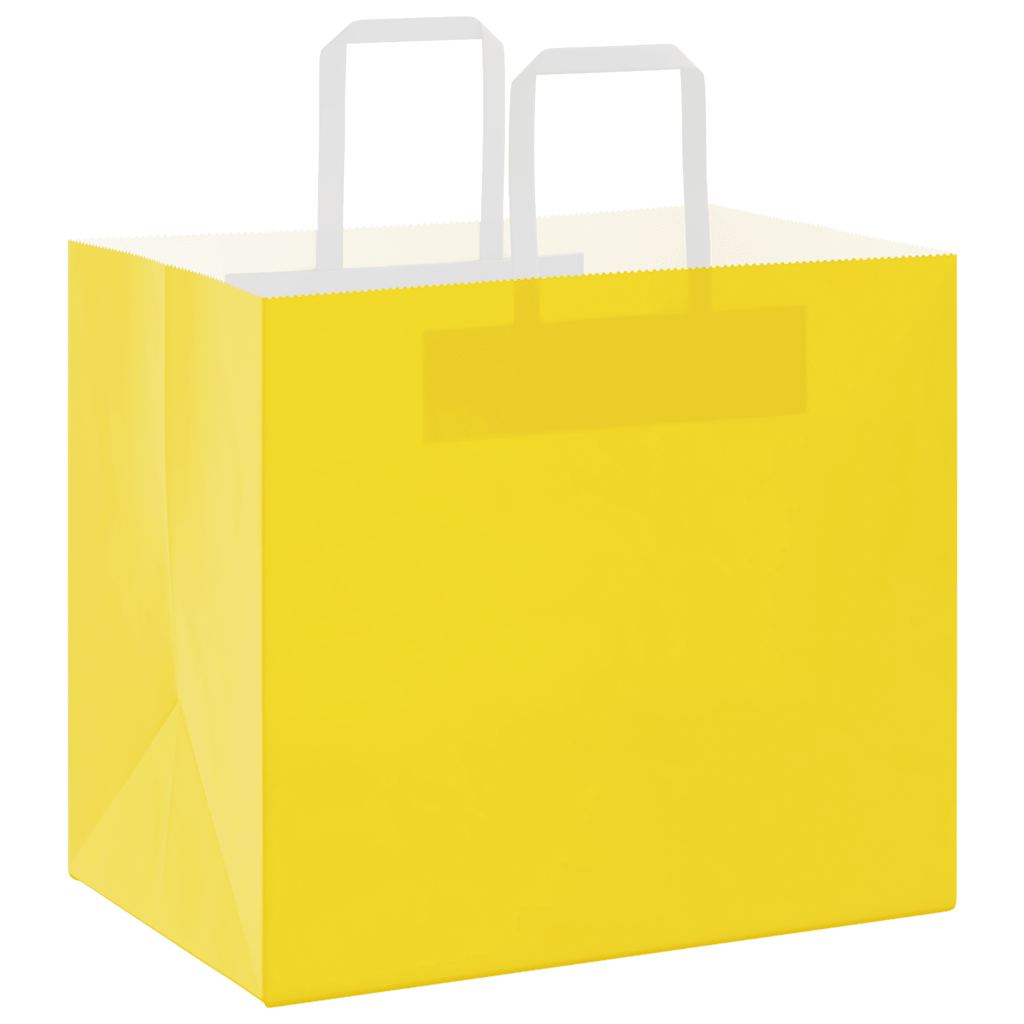 Paper Bags 50 pcs with Handles Yellow 32x22x28 cm