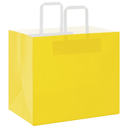 Paper Bags 50 pcs with Handles Yellow 32x22x28 cm