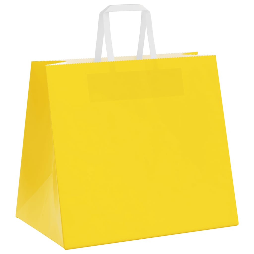 Paper Bags 50 pcs with Handles Yellow 32x22x28 cm