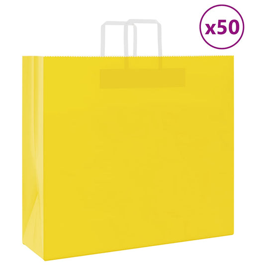 Paper Bags 50 pcs with Handles Yellow 54x15x49 cm