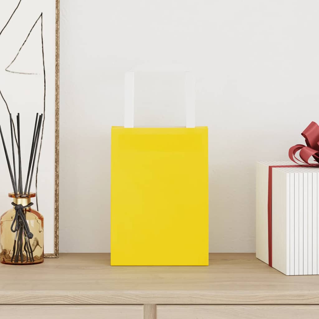 Paper Bags 250 pcs with Handles Yellow 15x8x21 cm