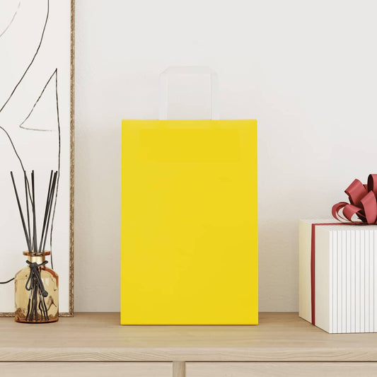 Paper Bags 250 pcs with Handles Yellow 21x11x31 cm
