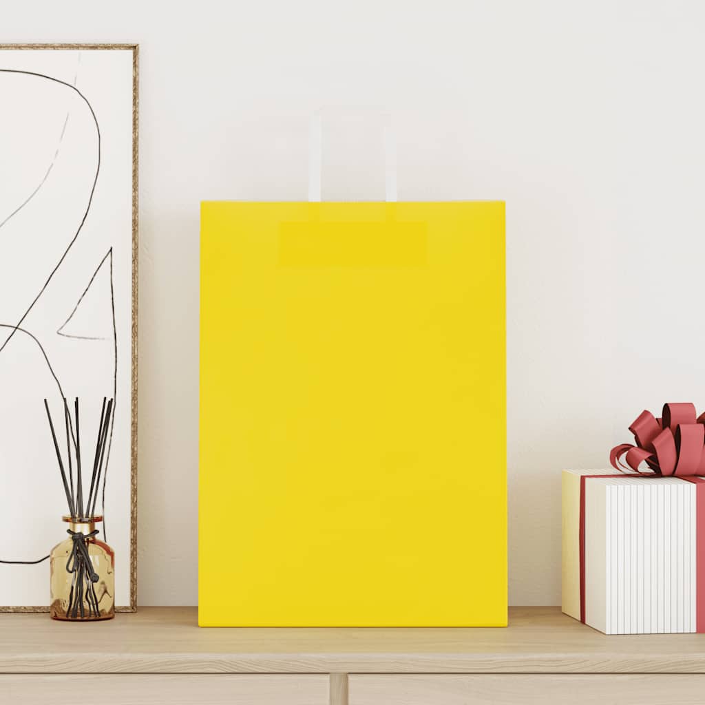 Paper Bags 250 pcs with Handles Yellow 32x17x44 cm