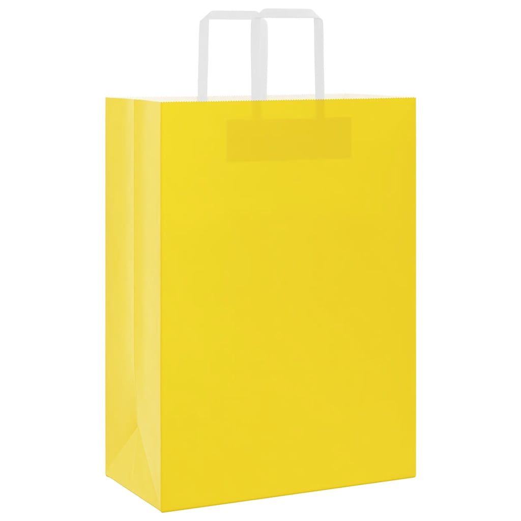 Paper Bags 250 pcs with Handles Yellow 32x17x44 cm