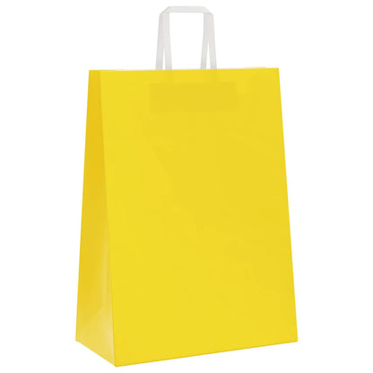 Paper Bags 250 pcs with Handles Yellow 32x17x44 cm