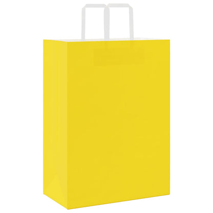 Paper Bags 250 pcs with Handles Yellow 32x17x44 cm