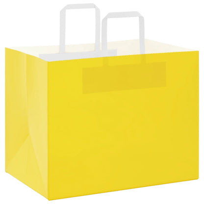 Paper Bags 250 pcs with Handles Yellow 32x22x24 cm