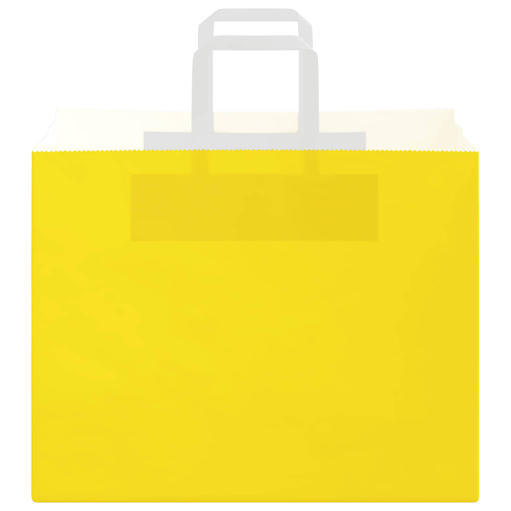 Paper Bags 250 pcs with Handles Yellow 32x22x24 cm