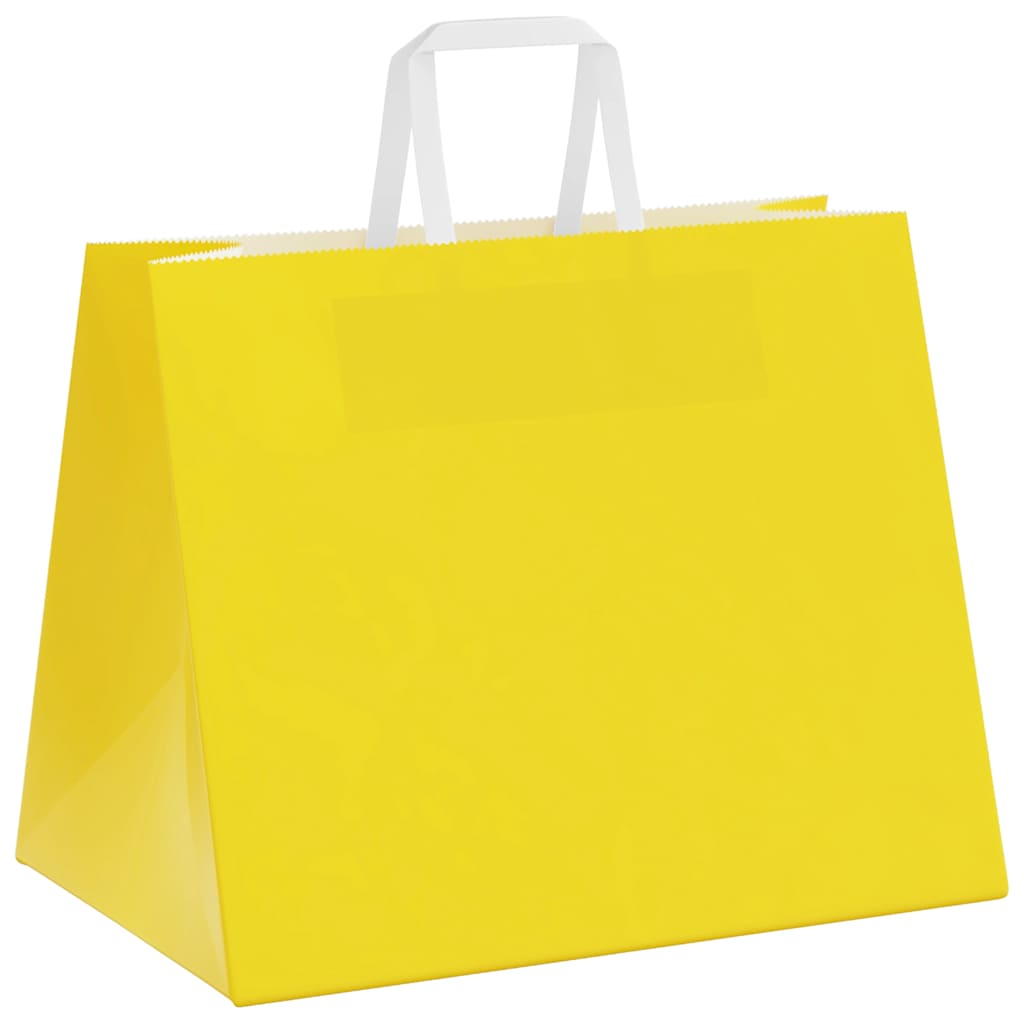 Paper Bags 250 pcs with Handles Yellow 32x22x24 cm