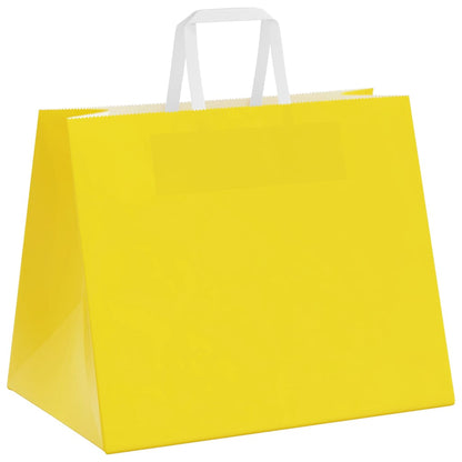 Paper Bags 250 pcs with Handles Yellow 32x22x24 cm
