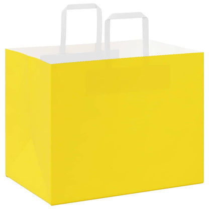 Paper Bags 250 pcs with Handles Yellow 32x22x24 cm