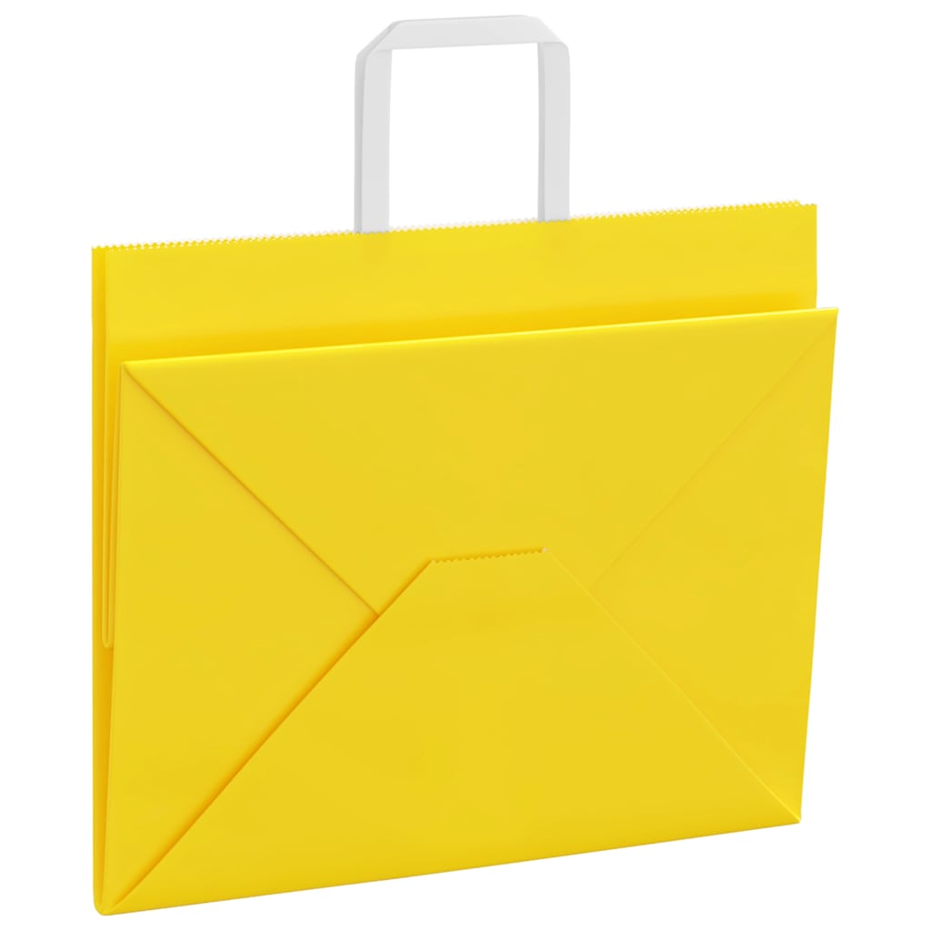 Paper Bags 250 pcs with Handles Yellow 32x22x24 cm