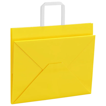 Paper Bags 250 pcs with Handles Yellow 32x22x24 cm