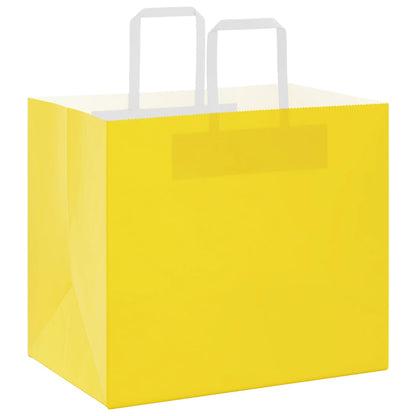 Paper Bags 250 pcs with Handles Yellow 32x22x28 cm