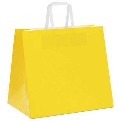 Paper Bags 250 pcs with Handles Yellow 32x22x28 cm