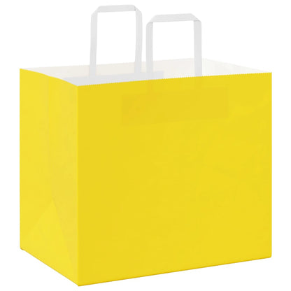 Paper Bags 250 pcs with Handles Yellow 32x22x28 cm