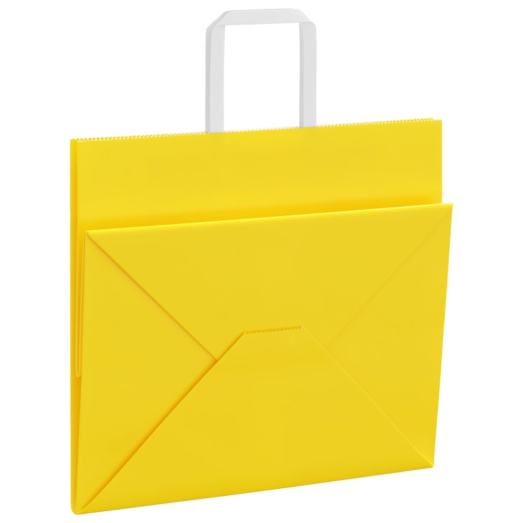 Paper Bags 250 pcs with Handles Yellow 32x22x28 cm