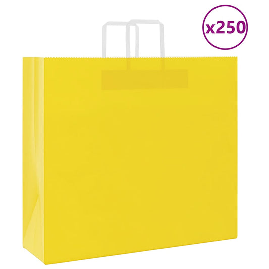 Paper Bags 250 pcs with Handles Yellow 54x15x49 cm