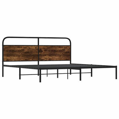 Metal Bed Frame without Mattress Smoked Oak 180x200 cm Super King