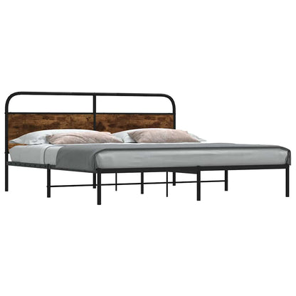Metal Bed Frame without Mattress Smoked Oak 183x213 cm
