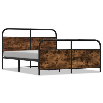 Metal Bed Frame without Mattress Smoked Oak 180x200 cm Super King