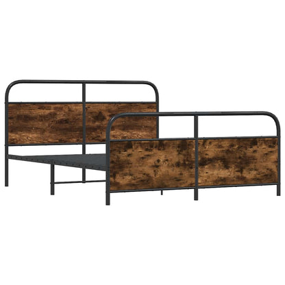 Metal Bed Frame without Mattress Smoked Oak 180x200 cm Super King