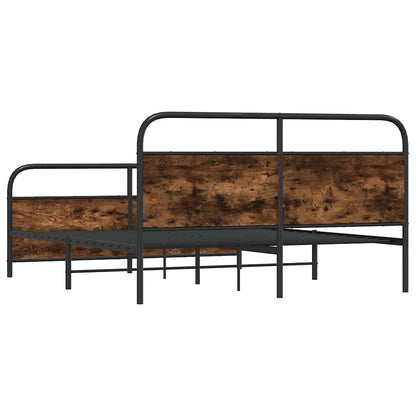 Metal Bed Frame without Mattress Smoked Oak 180x200 cm Super King