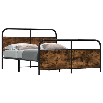 Metal Bed Frame without Mattress Smoked Oak 180x200 cm Super King
