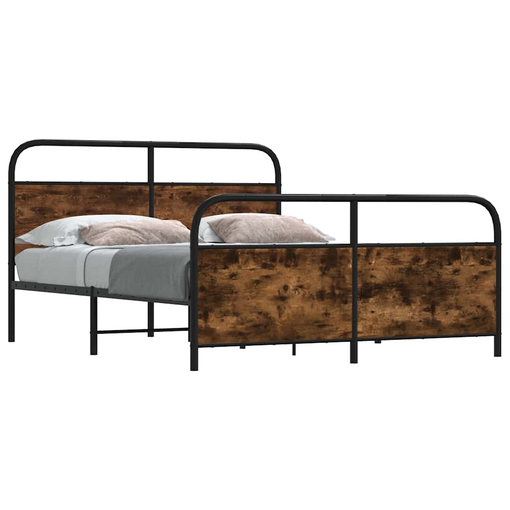 Metal Bed Frame without Mattress Smoked Oak 183x213 cm