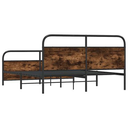 Metal Bed Frame without Mattress Smoked Oak 193x203 cm
