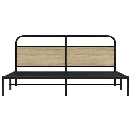 Metal Bed Frame without Mattress Sonoma Oak 180x200 cm Super King