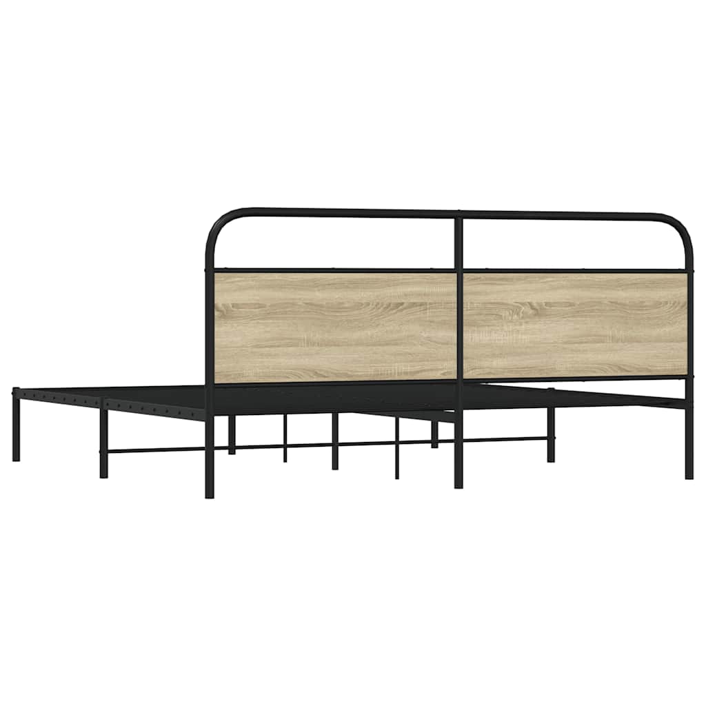 Metal Bed Frame without Mattress Sonoma Oak 180x200 cm Super King