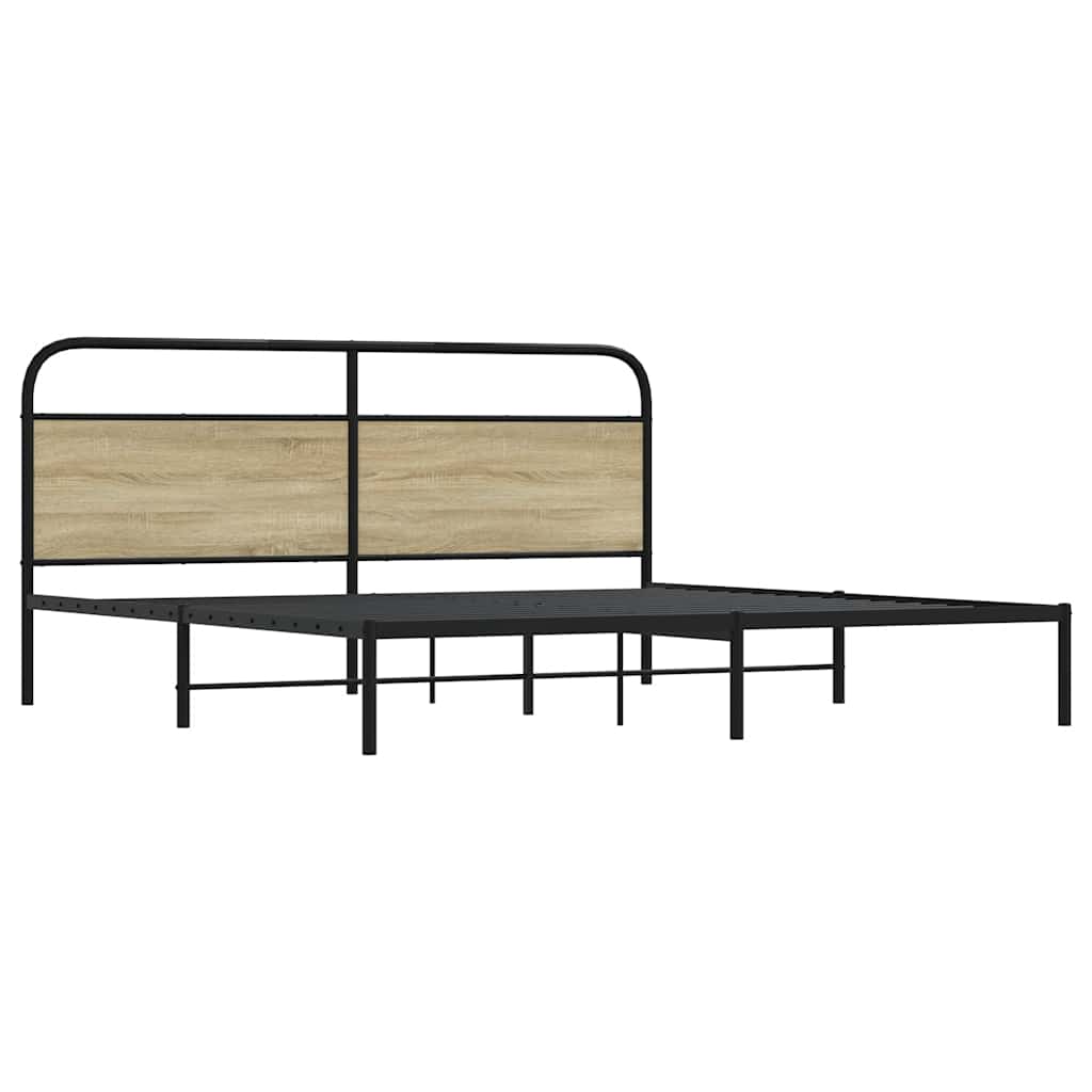 Metal Bed Frame without Mattress Sonoma Oak 193x203 cm