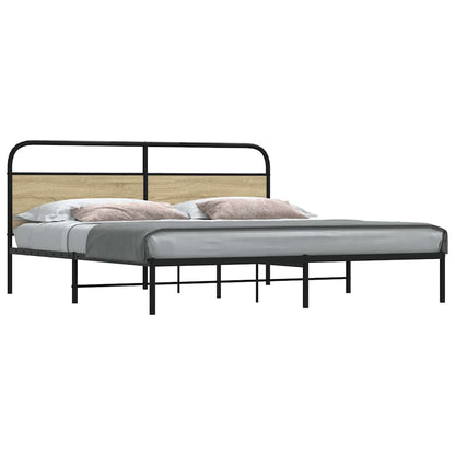 Metal Bed Frame without Mattress Sonoma Oak 193x203 cm