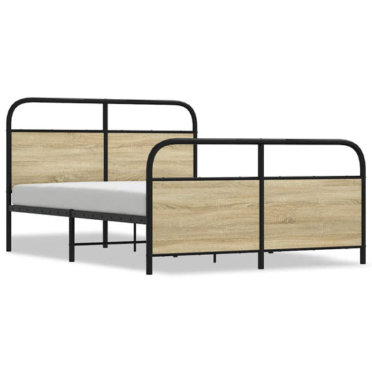 Metal Bed Frame without Mattress Sonoma Oak 140x190 cm