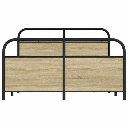 Metal Bed Frame without Mattress Sonoma Oak 140x200 cm