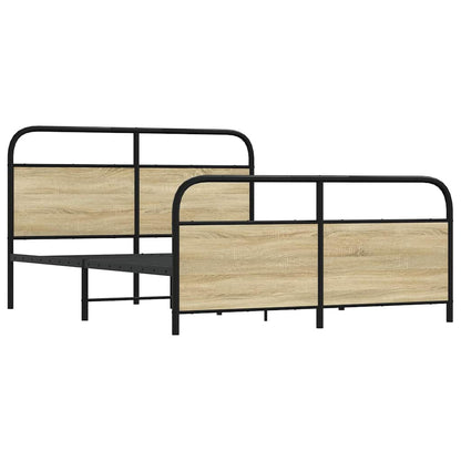 Metal Bed Frame without Mattress Sonoma Oak 150x200 cm King Size