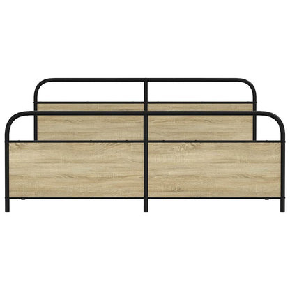 Metal Bed Frame without Mattress Sonoma Oak 180x200 cm Super King