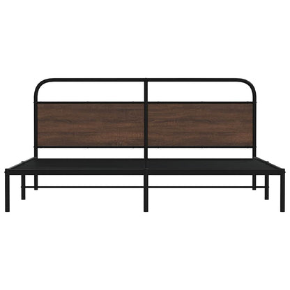 Metal Bed Frame without Mattress Brown Oak 193x203 cm